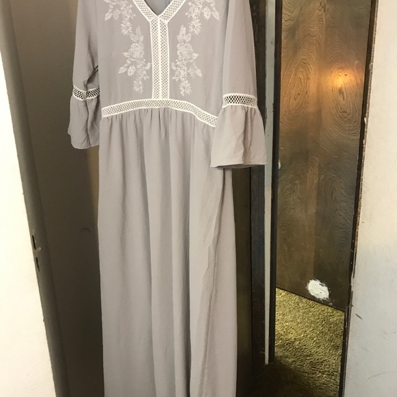 Grey Maxi Dress Wren and Ivory Embroidered Detail - Picture 6 of 6